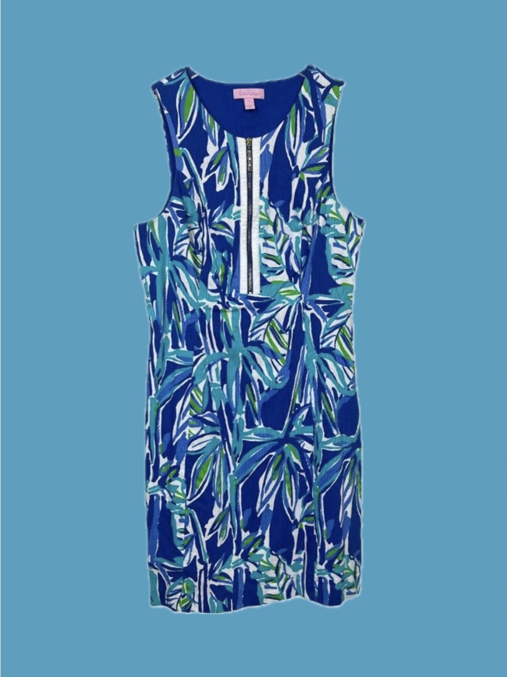 Lilly Pulitzer Penelope Blue Crush Bamboom Zip Cut-Out Shift Dress NWOT